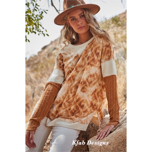 ❤️LAST! Boho Contrast Detail Aztec Print Top! - Picture 2 of 10